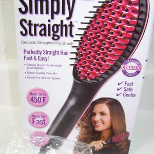 NEW IN BOX Simply Straight Ceramic Straightening Brush Great For Travel $38 NEW!